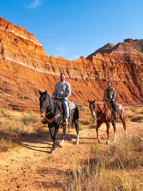 Horseback riding in Palo Duro Canyon State Park near Amarillo, Texas