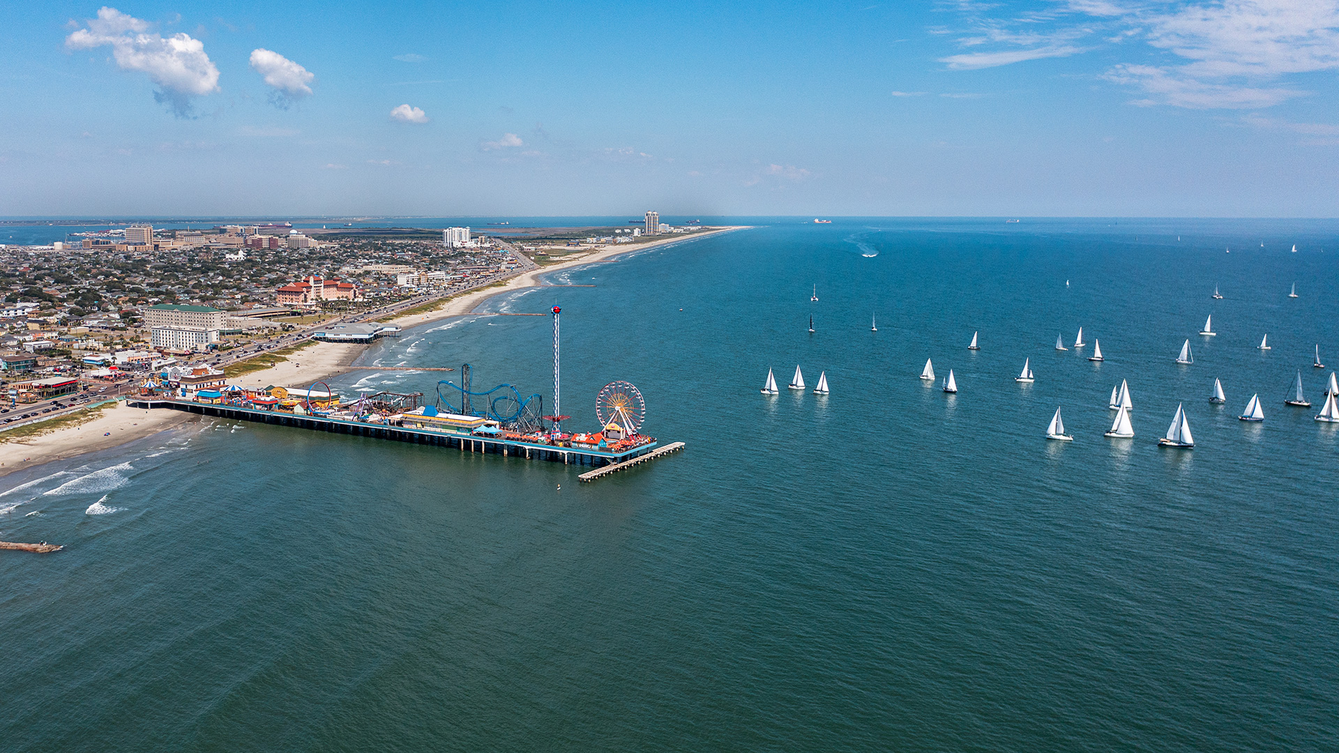 Luftaufnahme der Küste von Galveston, Texas