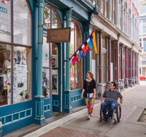 Visitors outside the Bricolage Art Collective in Paducah, Kentucky