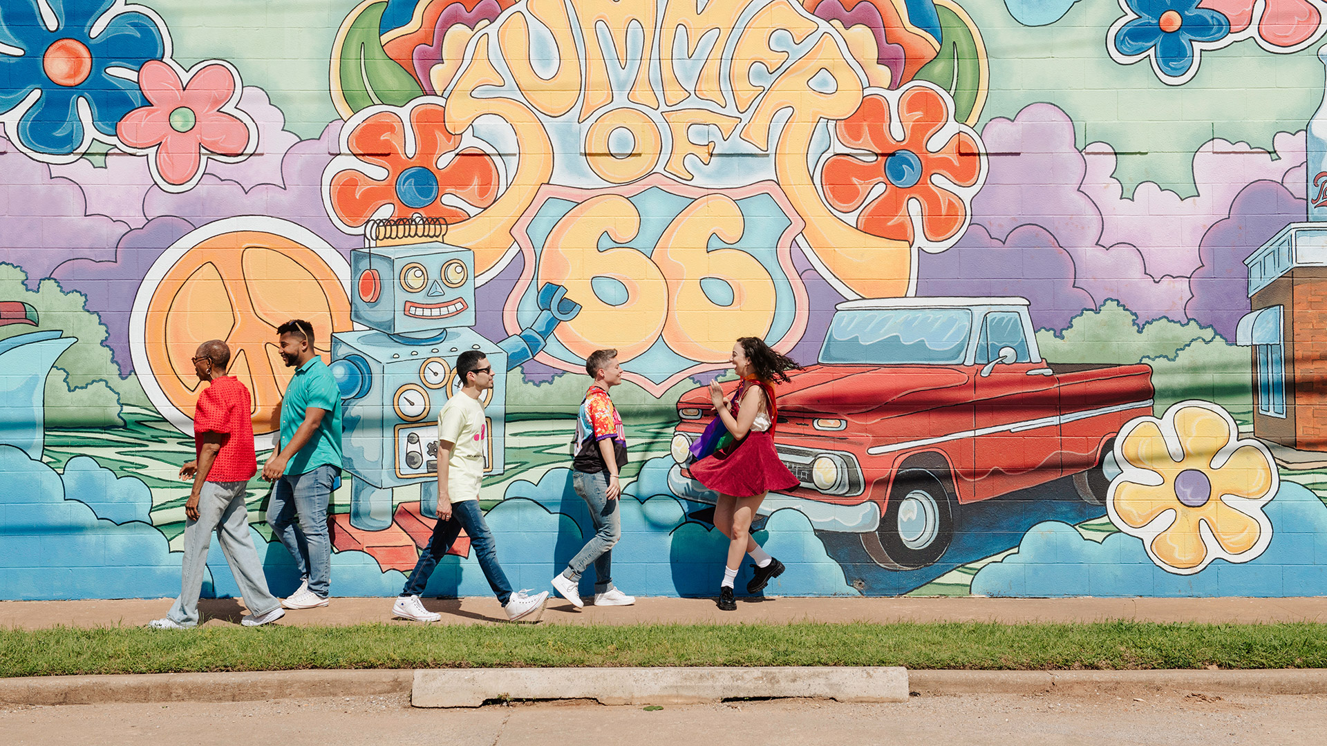 Route 66 Wandgemälde in Oklahoma City, Oklahoma