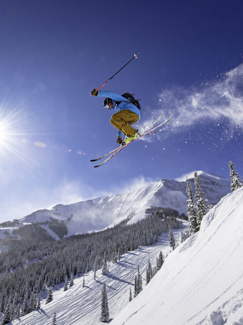 Skiing at Big Sky Resort in Big Sky, Montana; Credit: Ryan Turner