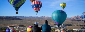 Watching hot-air balloons during the annual Balloon Regatta in Page, Arizona