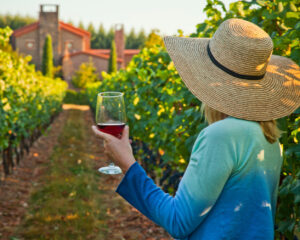 Sipping wine at a vineyard in Oregon’s Tualatin Valley