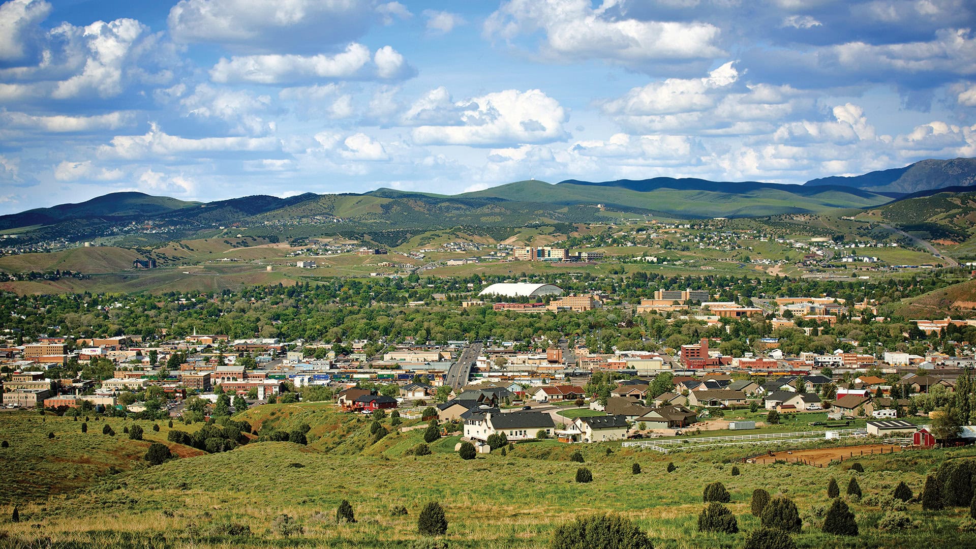 View of Pocatello, Idaho, and the surrounding hills